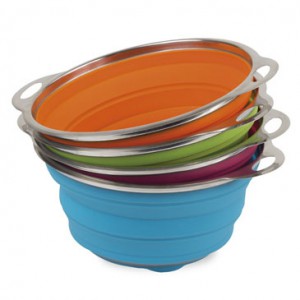 Collapsible silicone colander all colours stacked
