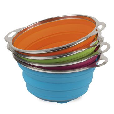 Collapsible silicone colander all colours stacked