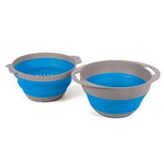 Companion PopUp colander and bowl set blue open - Caravan and camping